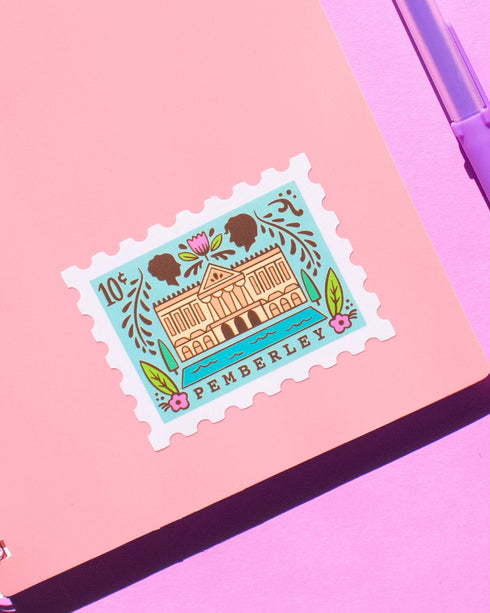Pemberley, Pride and Prejudice Stamp Matte Vinyl Sticker - 2.75"