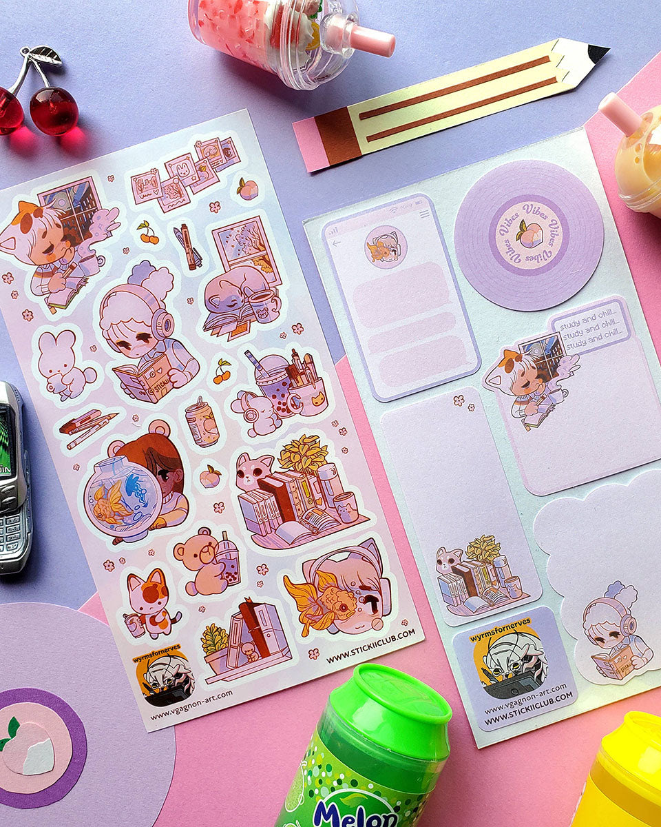 Study & Chill Stickerbogen