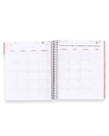 Coral & Cream Coiled Home + Sort Organizational Planner - 7" x 9"