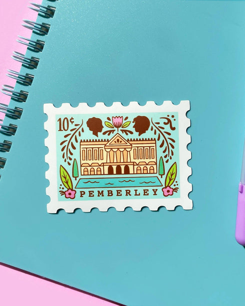Pemberley, Pride and Prejudice Stamp Matte Vinyl Sticker - 2.75"