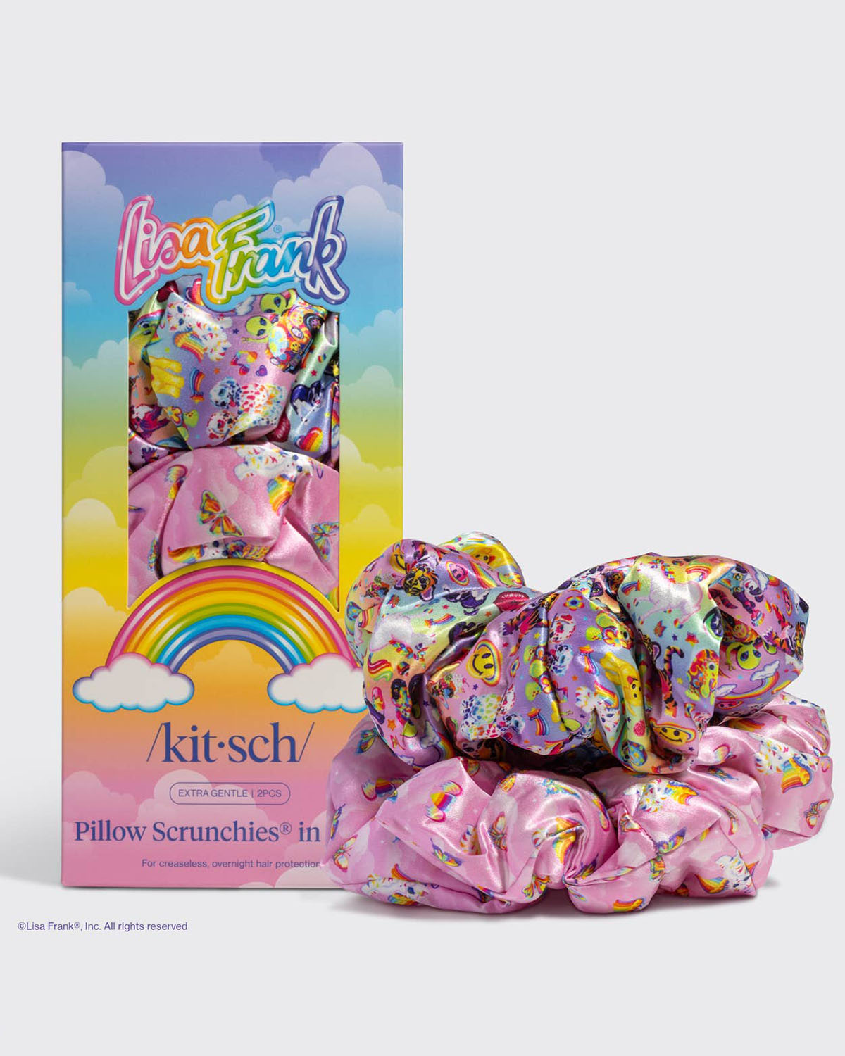 Lisa Frank x Kitsch Pillow Scrunchies in Satin