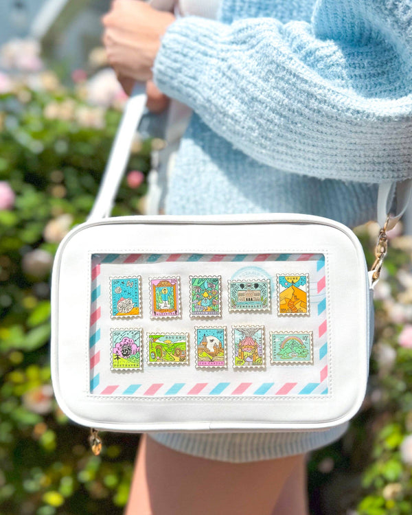 Red & White Postal Heart Envelope Ita Bag - 10"