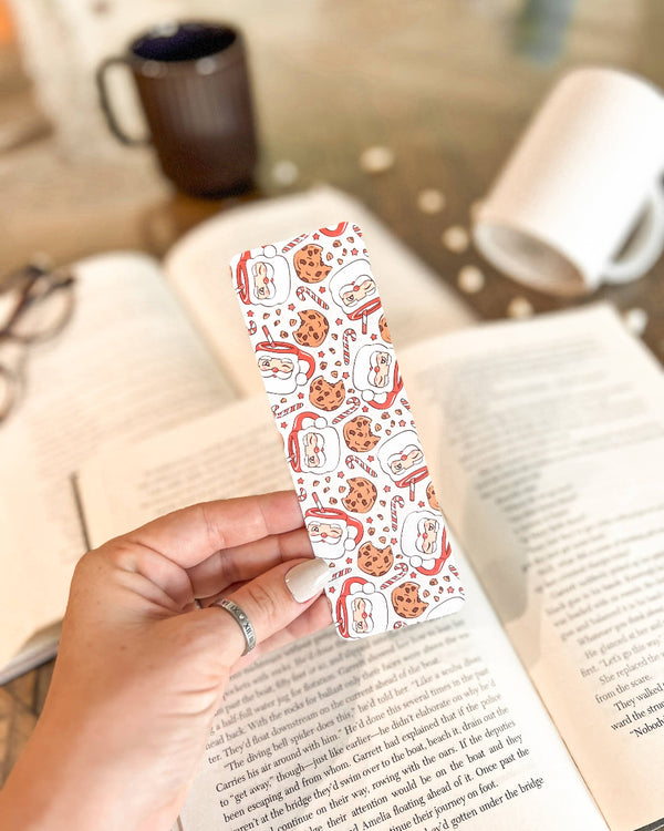 Santa Hot Chocolate and Cookies Soft Touch Matte Bookmark - 2" x 6"
