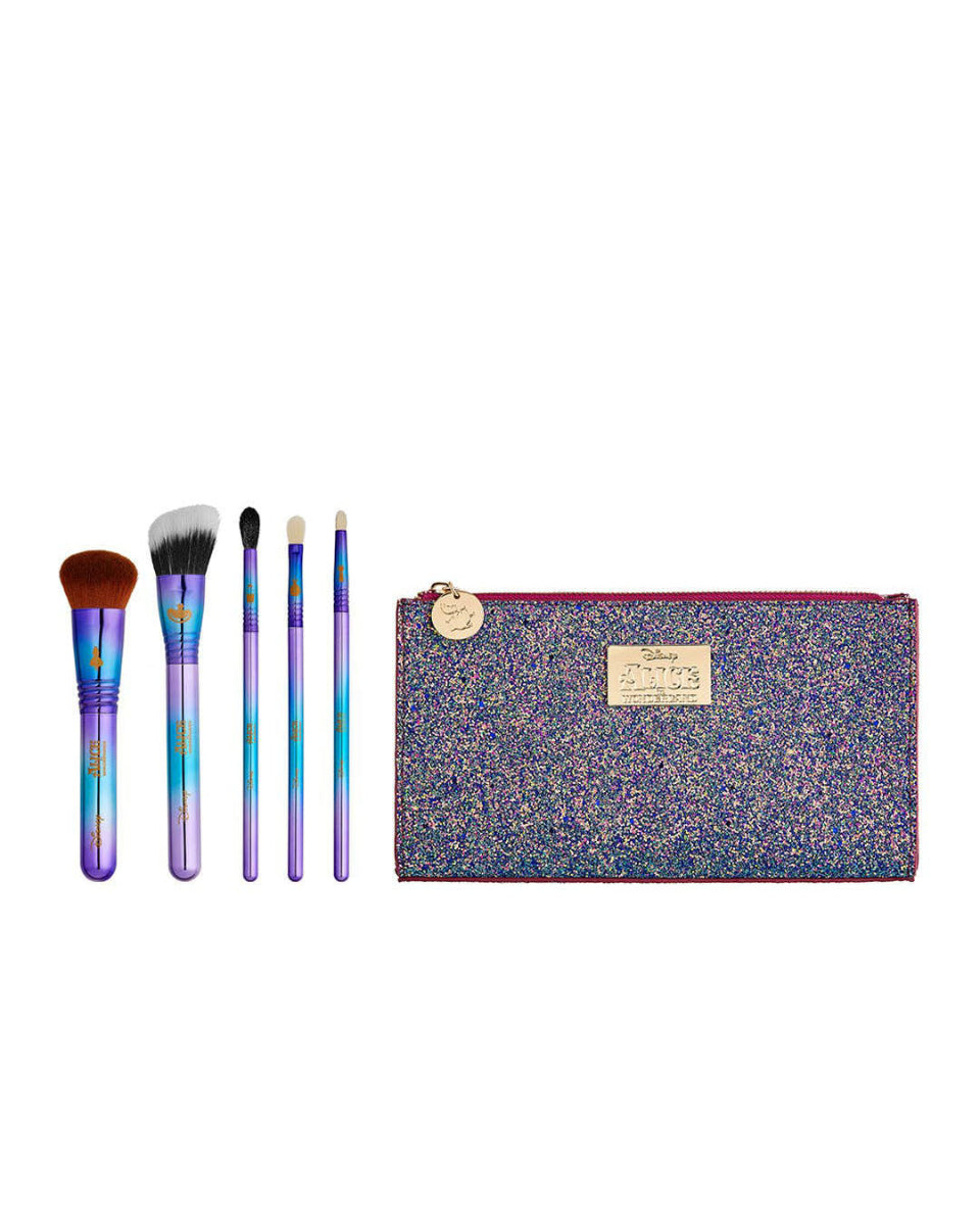 Disney's Alice in Wonderland Cosmetic Face and Eye Brush Set & Cosmetic Bag