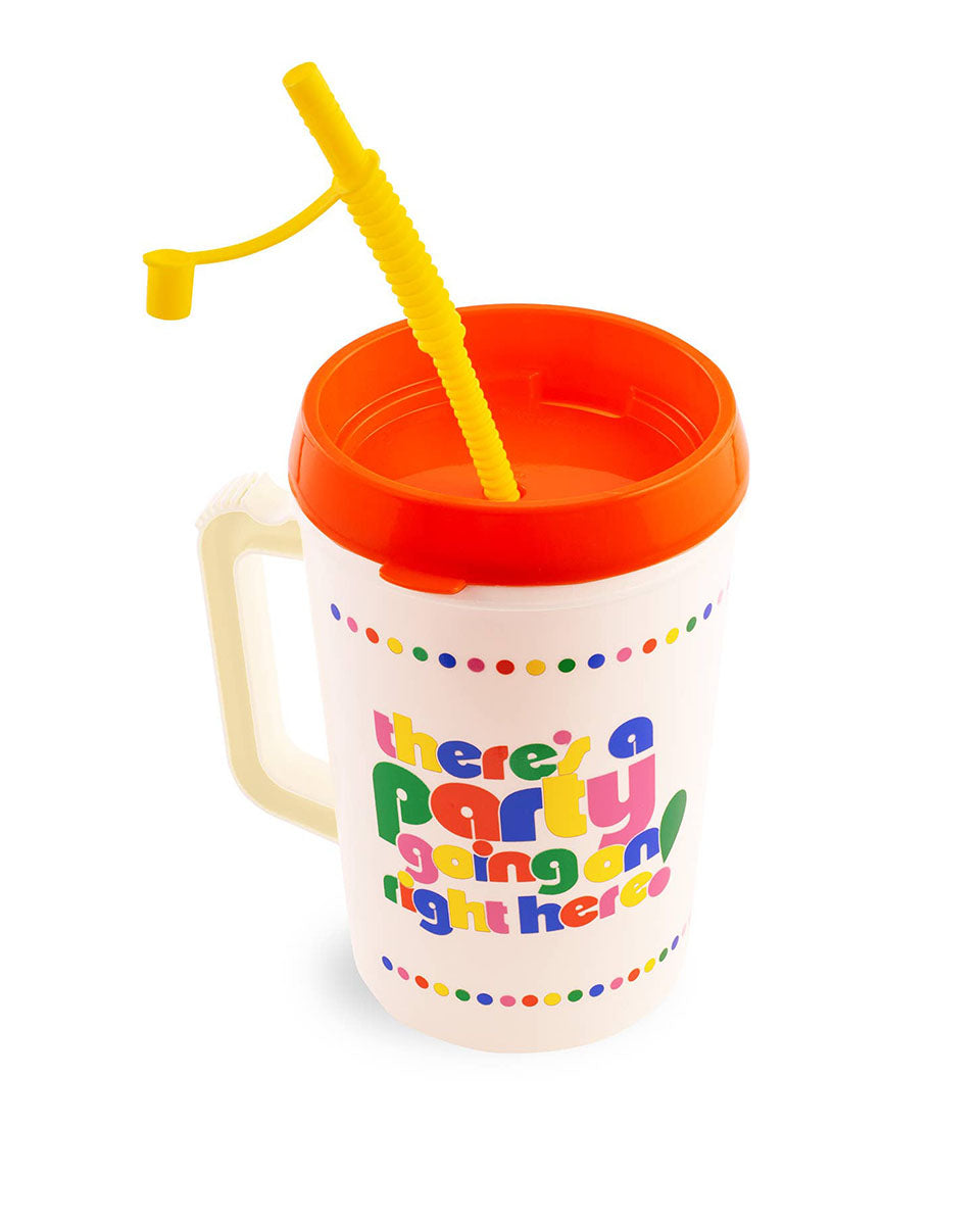 Bright "There's a Party Going on Right Here" Large Trucker Cup