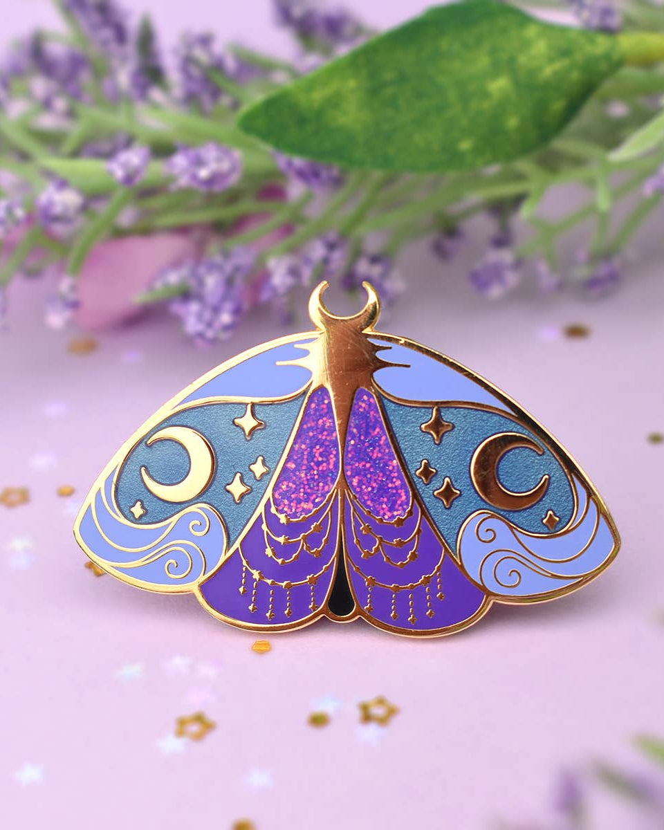 Nyx Greek Mythology Olympian Goddess Moth Enamel Pin