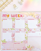 Planificador semanal Sunshine Positivity Bloc de notas de escritorio de 8,5" x 11"