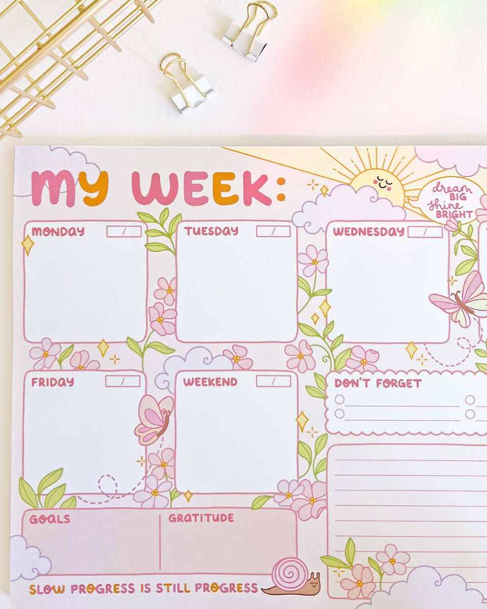 Weekly Planner Sunshine Positivity 8.5" x 11" Desk Notepad