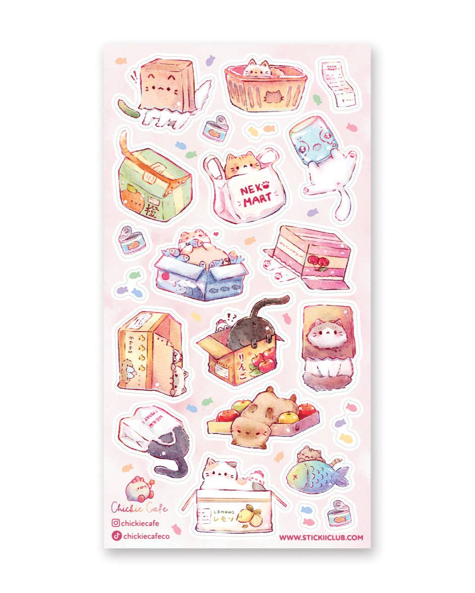 Neko Mart Sticker Sheet - Art by Chickie Cafe
