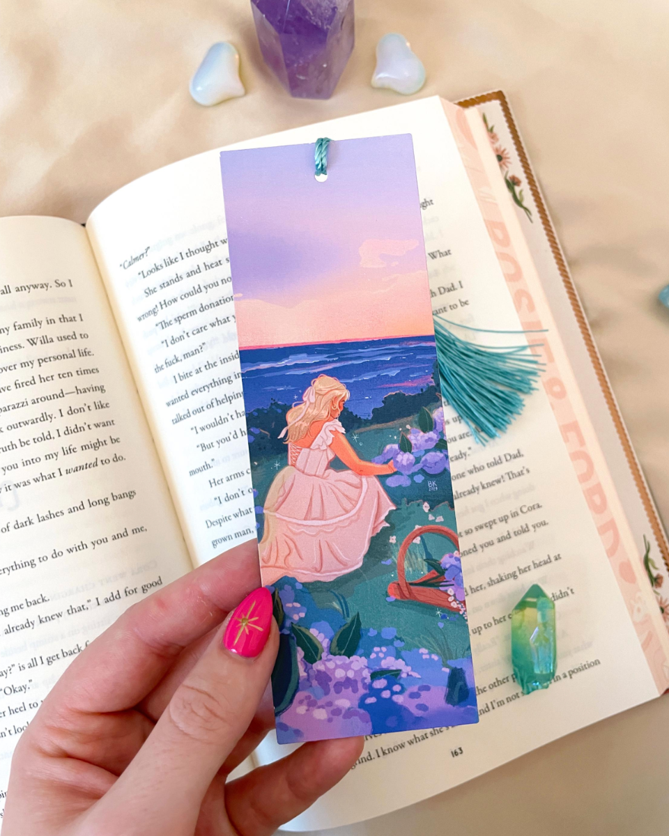 Hydrangeas by the Sea Blue Tassel Bookmark