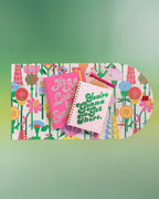 Colorful Geometric Floral Desk Pad w/Pocket - 28" x 15"