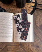 Dark Academia White Floral Soft Matte Touch Bookmark - 2" x 6"