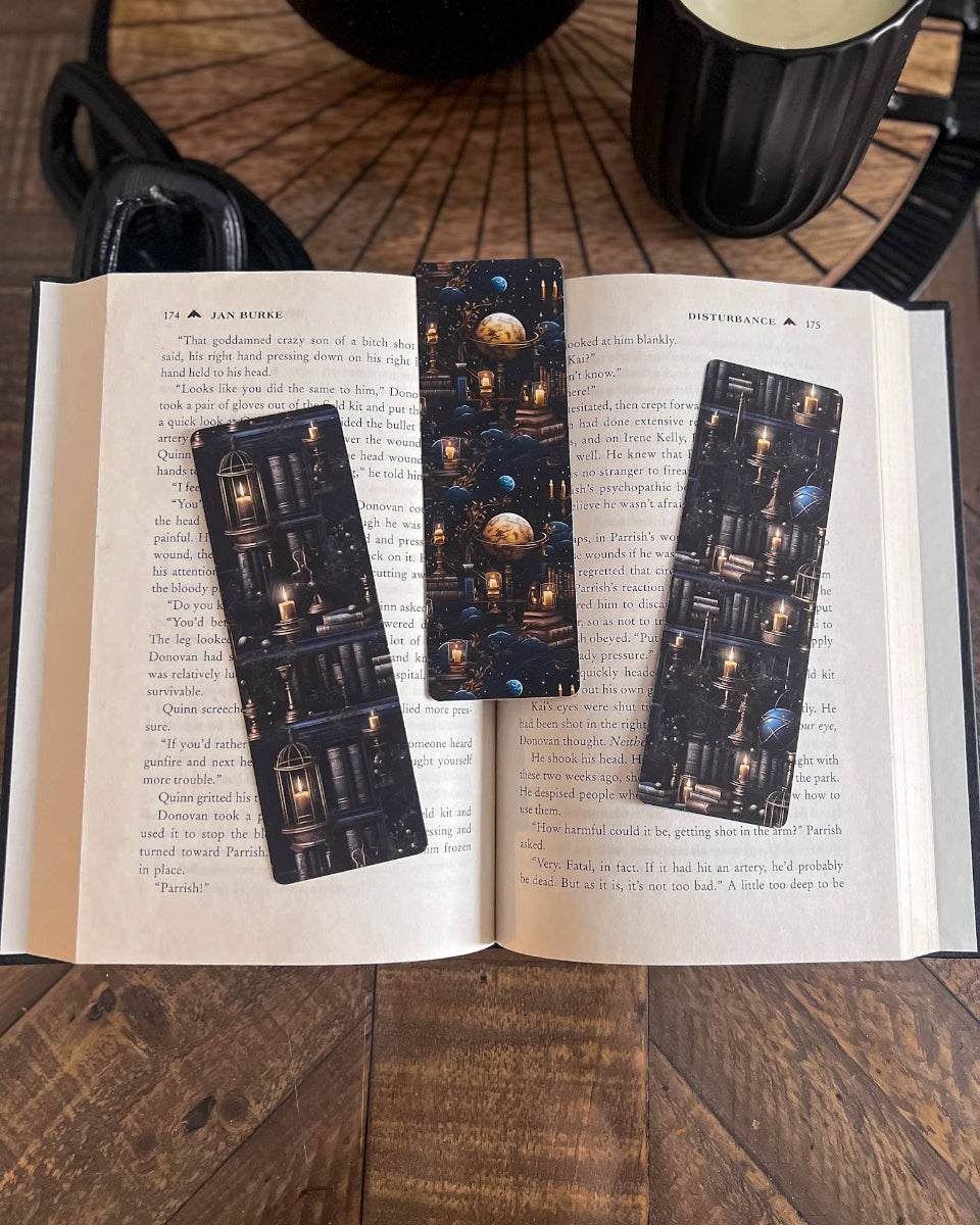 Night Library Dark Academia  Soft Touch Matte Bookmark - Planets - 2" x 6"