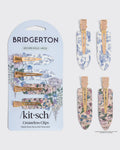 Kitsch x Bridgerton 💎 Creaseless Hair Clips in Toile in Bloom (4pc Set) - No-Dent Makeup & Skincare Clips