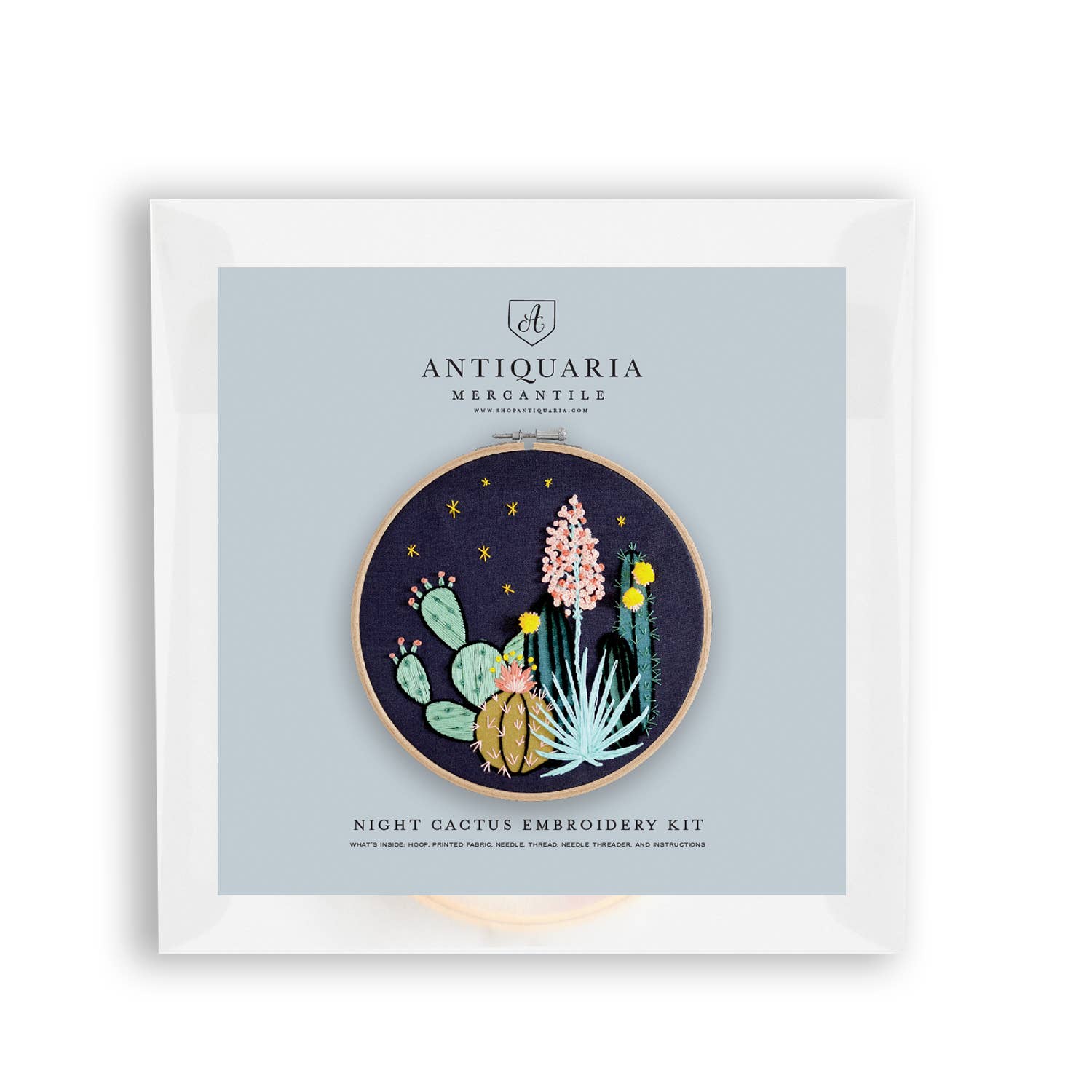 Antiquaria - Night Cactus Premium Embroidery Kit, 6 inch