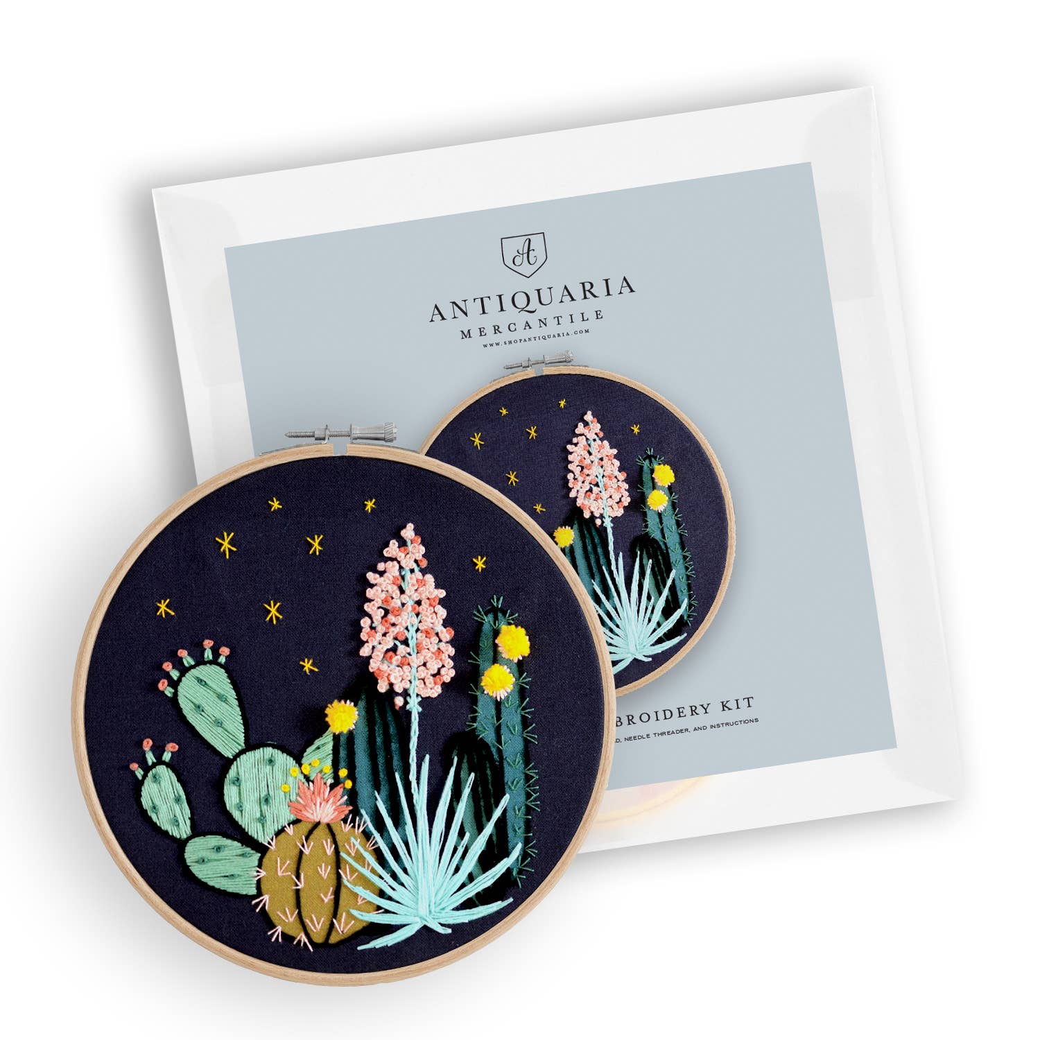 Antiquaria - Night Cactus Premium Embroidery Kit, 6 inch