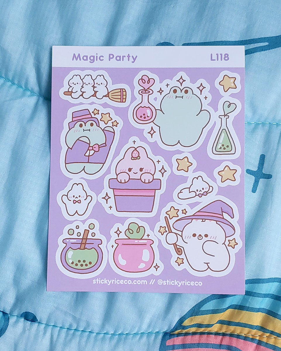 Magic Party Kawaii Matte Wetterfeste Stickerbogen 3,75" x 4,75"