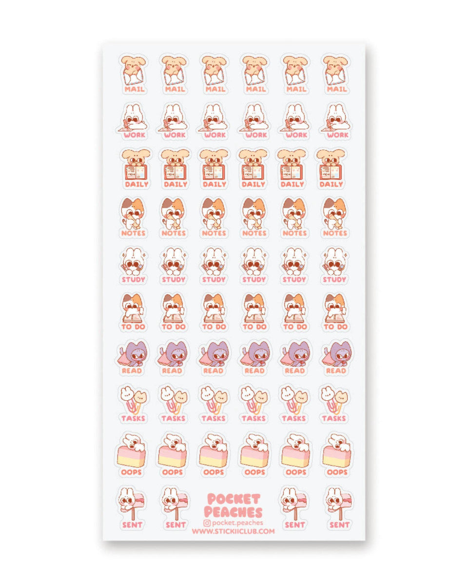 Planner Cuties Sticker Sheet - Art by Pocket Peaches