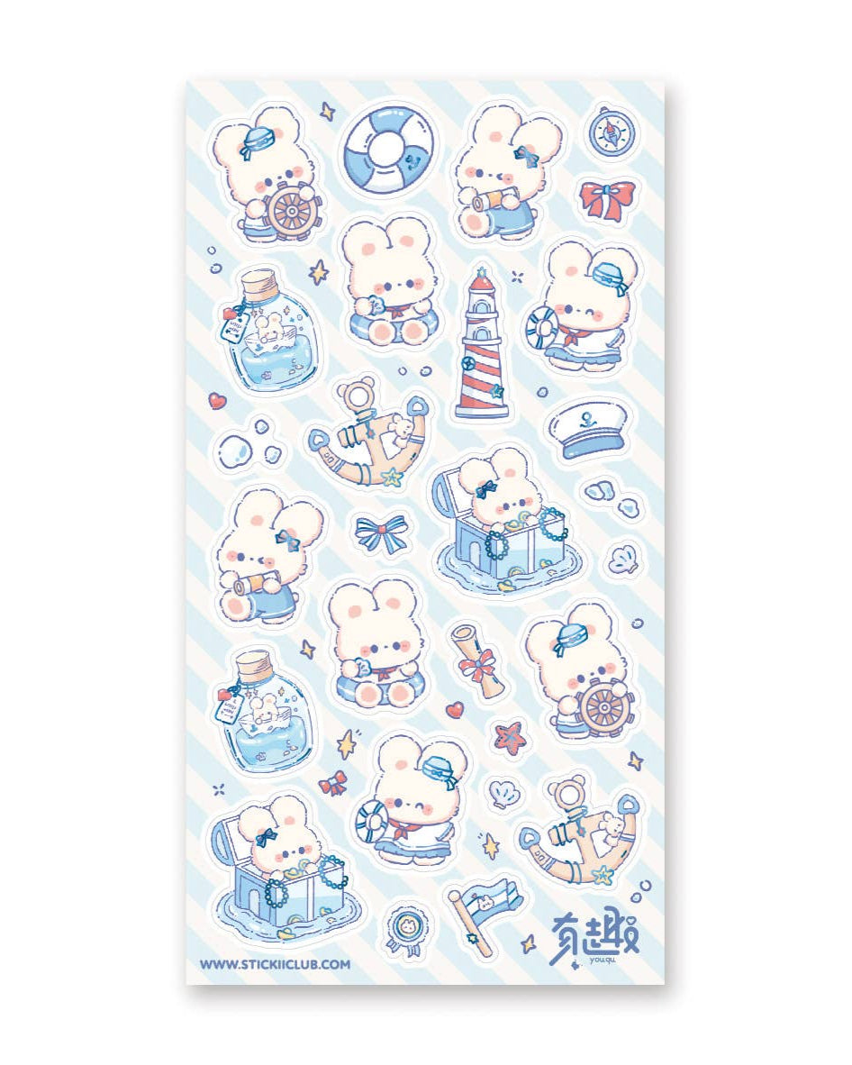 Kawaii Sailor Bunny Adventures Sticker Sheet