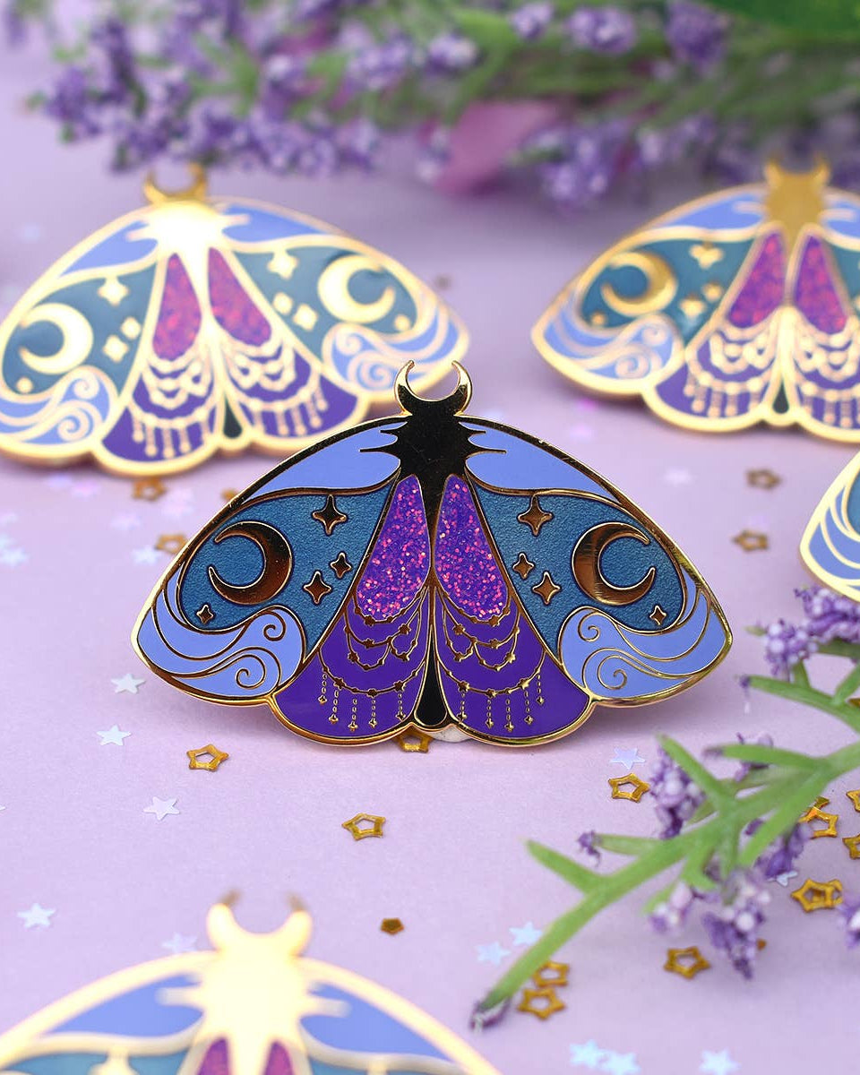 Nyx Greek Mythology Olympian Goddess Moth Enamel Pin