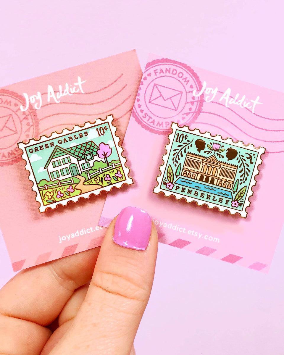 Pemberley, Pride and Prejudice Stamp Hard Enamel Pin - 1.35"