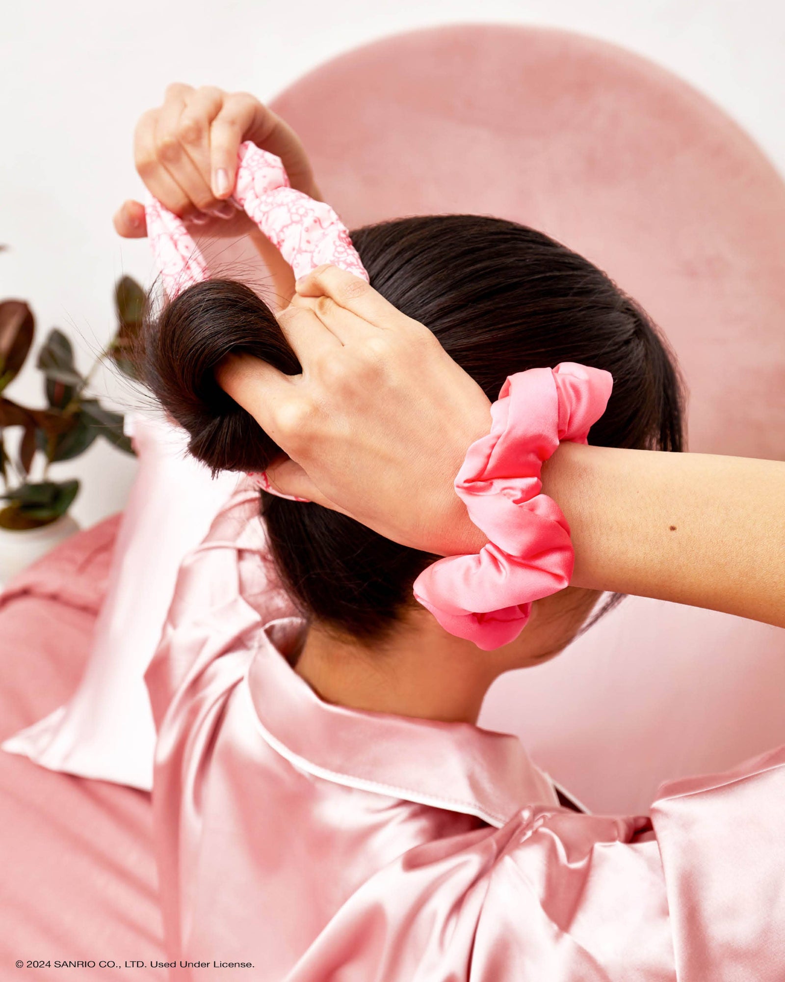 Hello Kitty x Kitsch 🎀 Recycled Fabric Puffy Scrunchies (3pc Set) - Eco-Friendly & Damage-Free Hair Ties