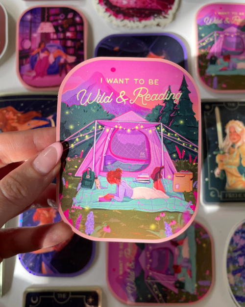 Camping Vinyl Sticker 🏕️ Wild and Reading Design | by Brittany Keller Art