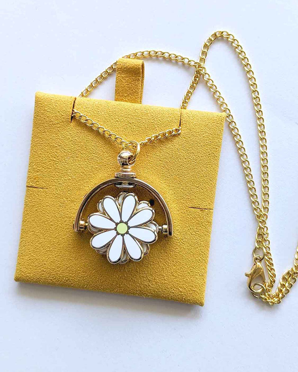 Daisy Hard Enamel Fidget Spinner Chain Necklace - 10.25"