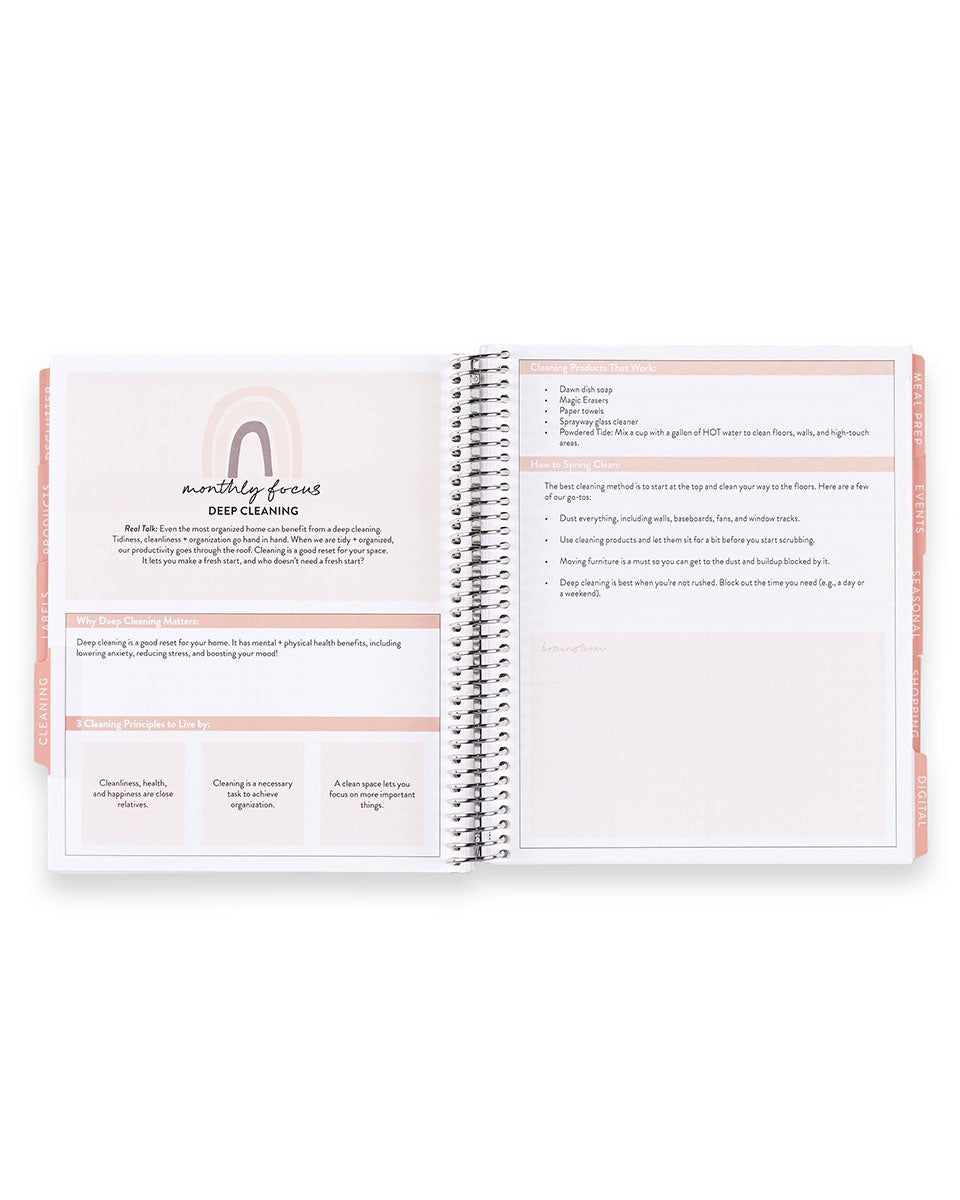 Coral & Cream Coiled Home + Sort Organizational Planner - 7" x 9"