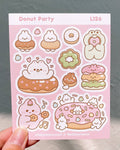 Donut Party Pastell Kawaii Matte Wetterfeste Sticker Sheet - 3,75" x 4,75"