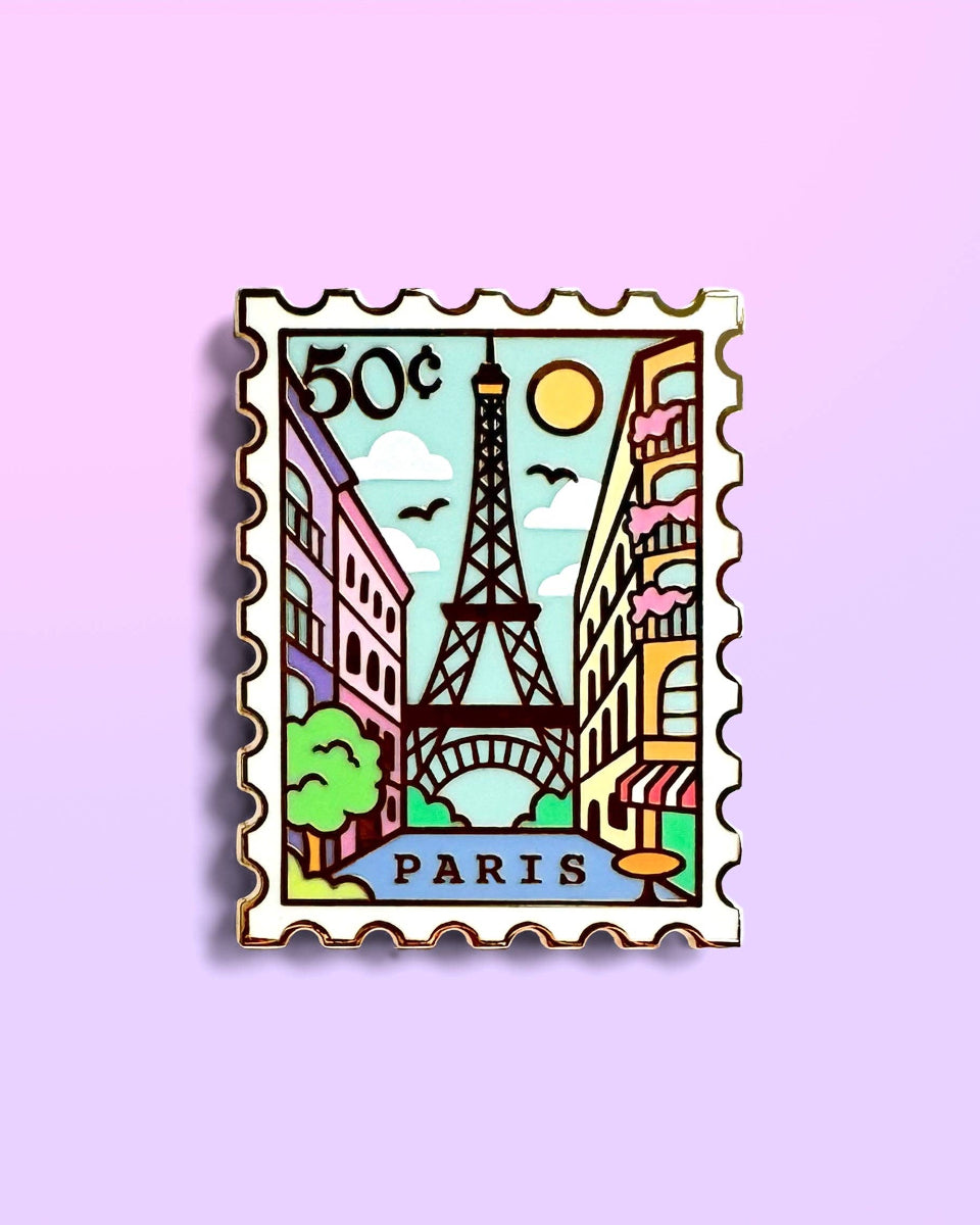 Paris Eiffel Tower Hard Enamel Stamp Pin