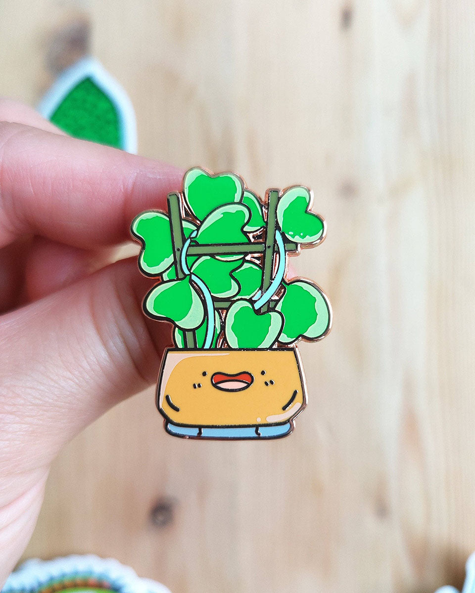 Variegated Hoya Kerrii Potted Plant Kawaii Enamel Pin - 1.5"