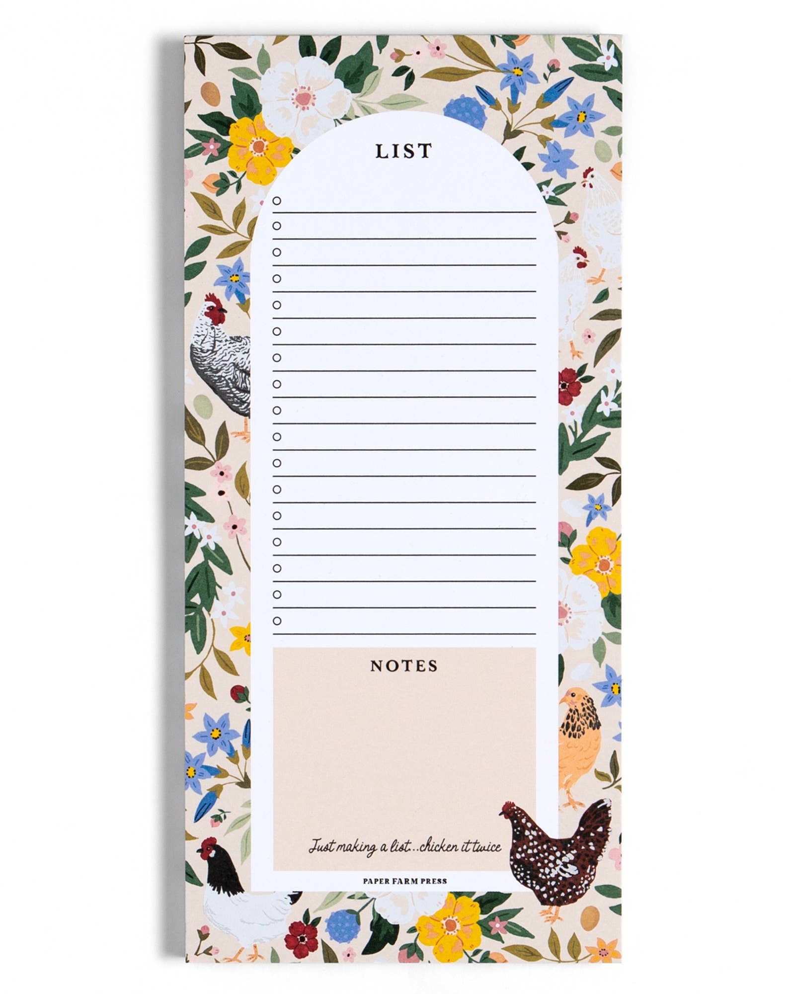Chickens & Flowers Market List Notepad