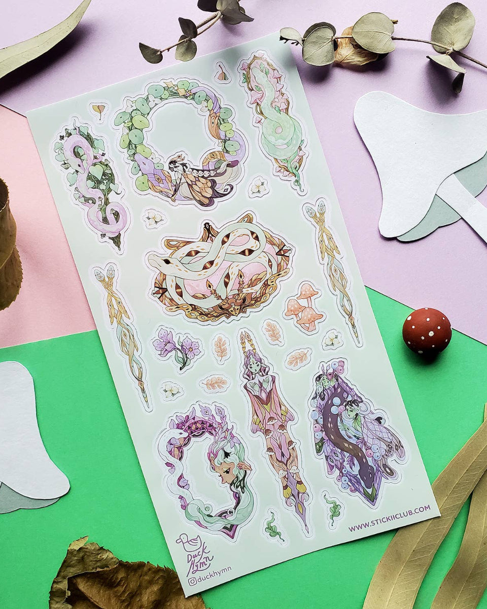 Stunning Snakes Sticker Sheet - Art by Duck Hymn