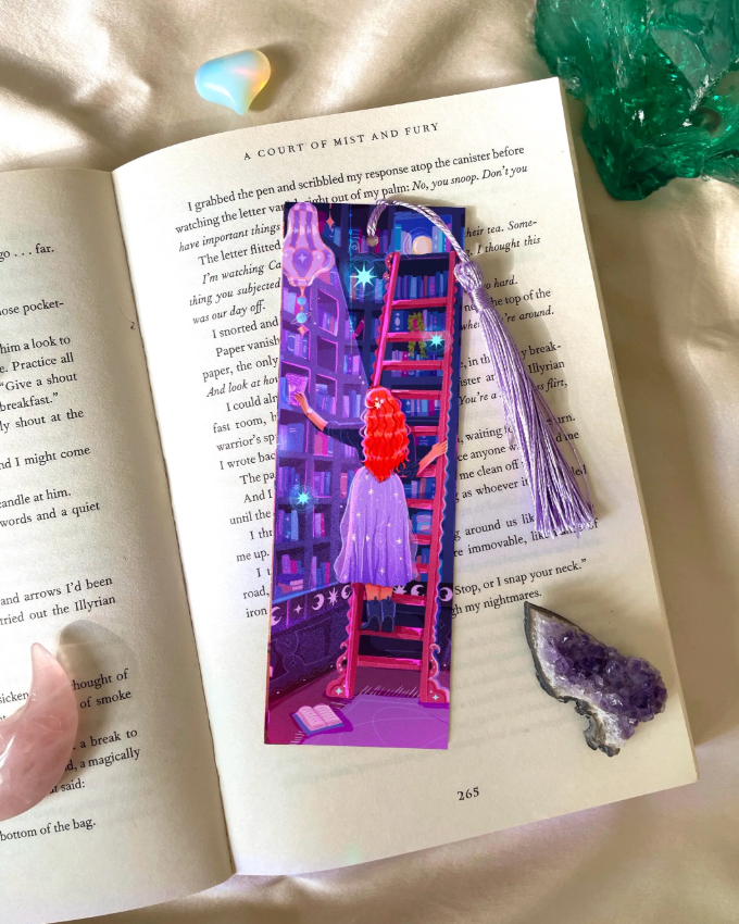 Celestial Library Purple Tassel Bookmark