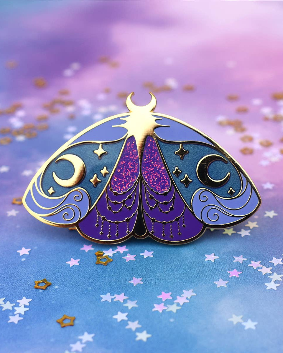 Nyx Greek Mythology Olympian Goddess Moth Enamel Pin