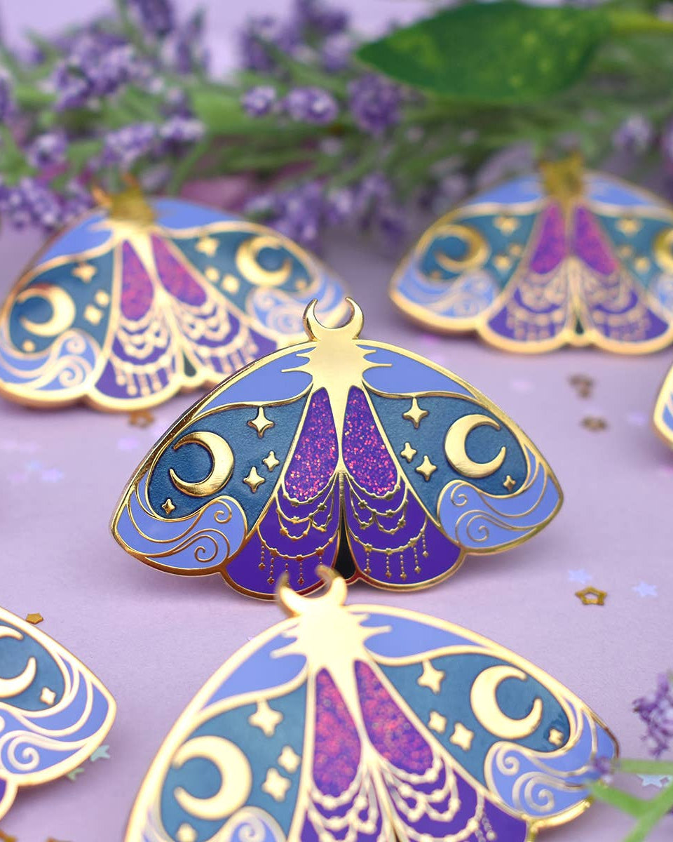 Nyx Greek Mythology Olympian Goddess Moth Enamel Pin