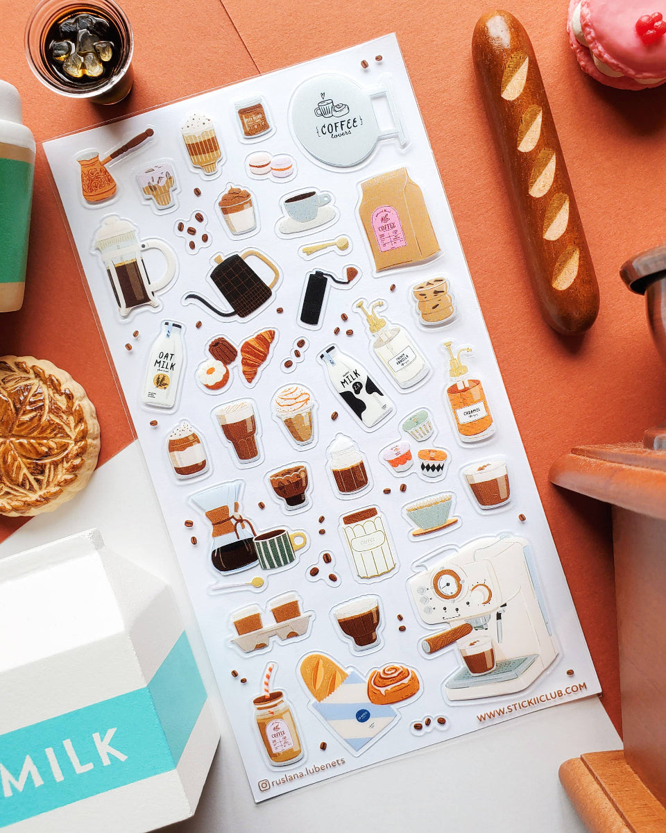 Cafe Vibes Sticker Sheet - Art by Ruslana Lubenets