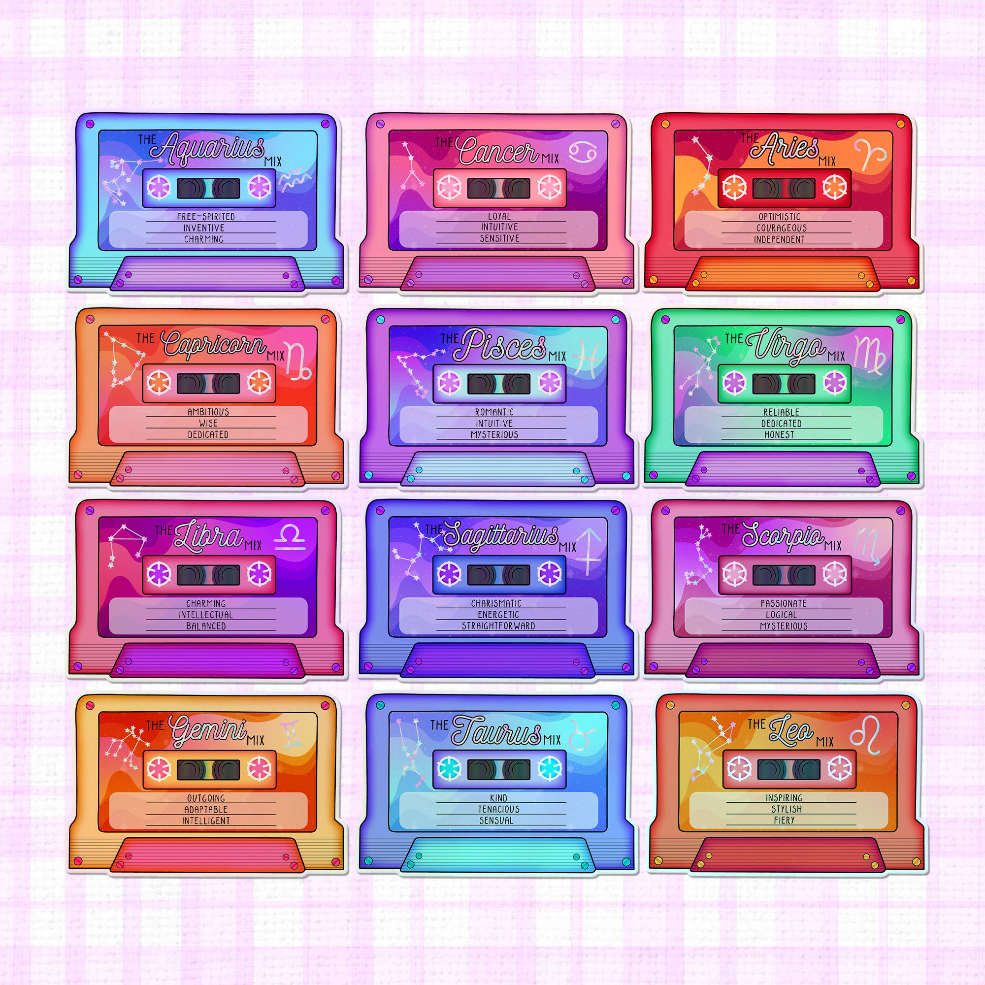 LooLooKazoo - Zodiac Sign Mixtape Holographic Vinyl Die Cut Sticker