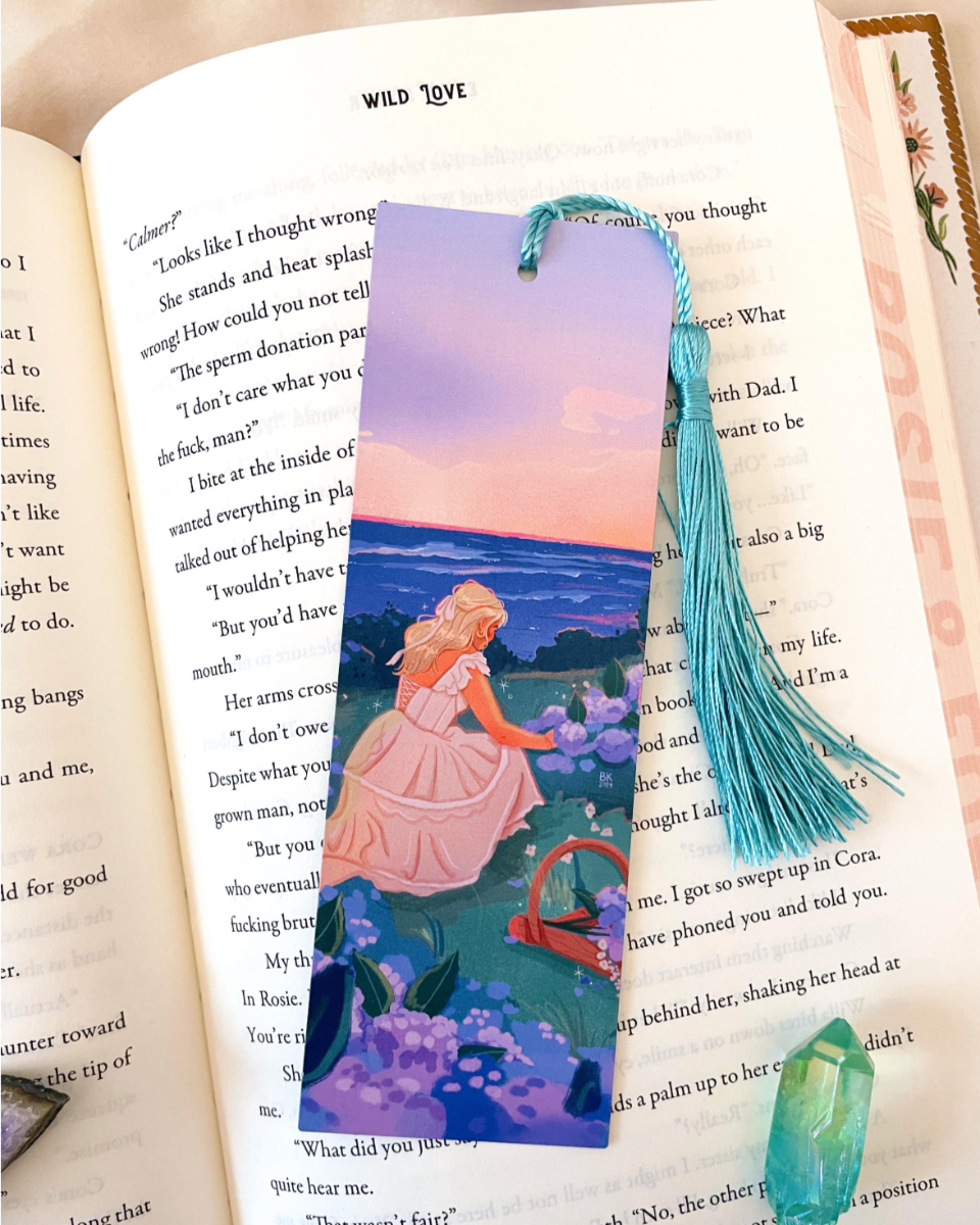 Hydrangeas by the Sea Blue Tassel Bookmark