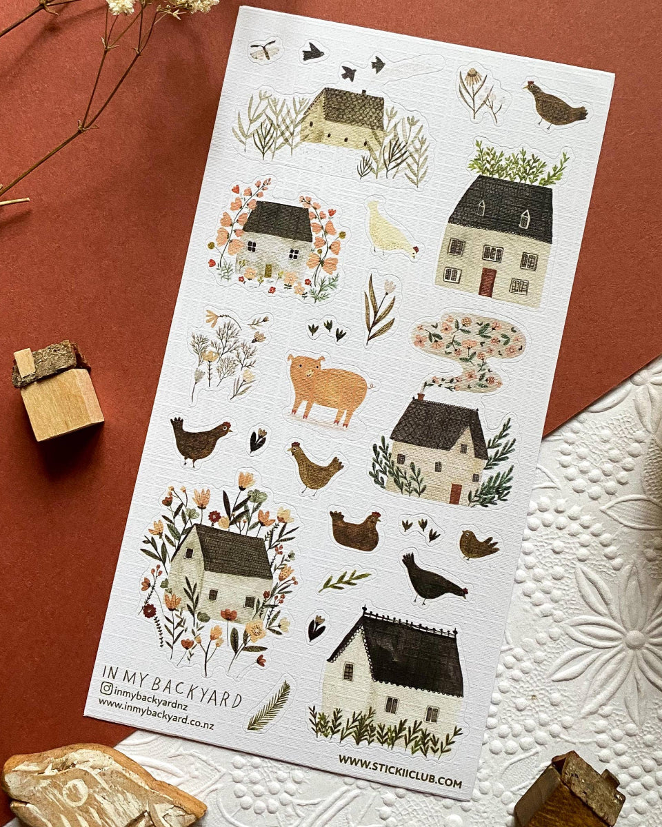 Little Farmhouse Sticker Sheet - Art by Katie Wilson Illustration