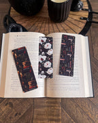 Dark Academia White Floral Soft Matte Touch Bookmark - 2" x 6"