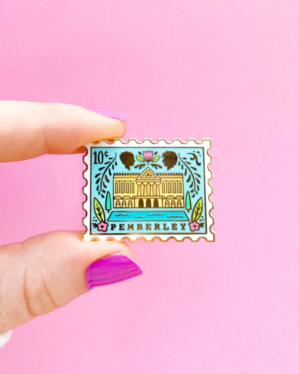 Pemberley, Pride and Prejudice Stamp Hard Enamel Pin - 1.35"