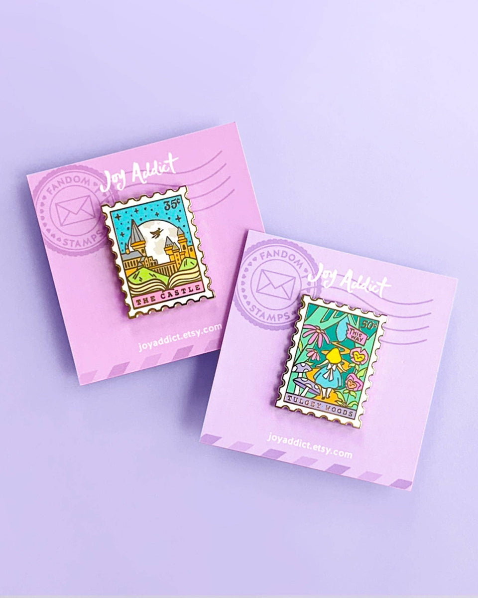 Tulgey Woods Alice in Wonderland Stamp Hard Enamel Pin - 1.35"