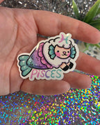 Pisces Sprout! Kawaii Sheep Mermaid Glossy Vinyl Sticker - 2.1"