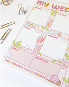 Planificador semanal Sunshine Positivity Bloc de notas de escritorio de 8,5" x 11"