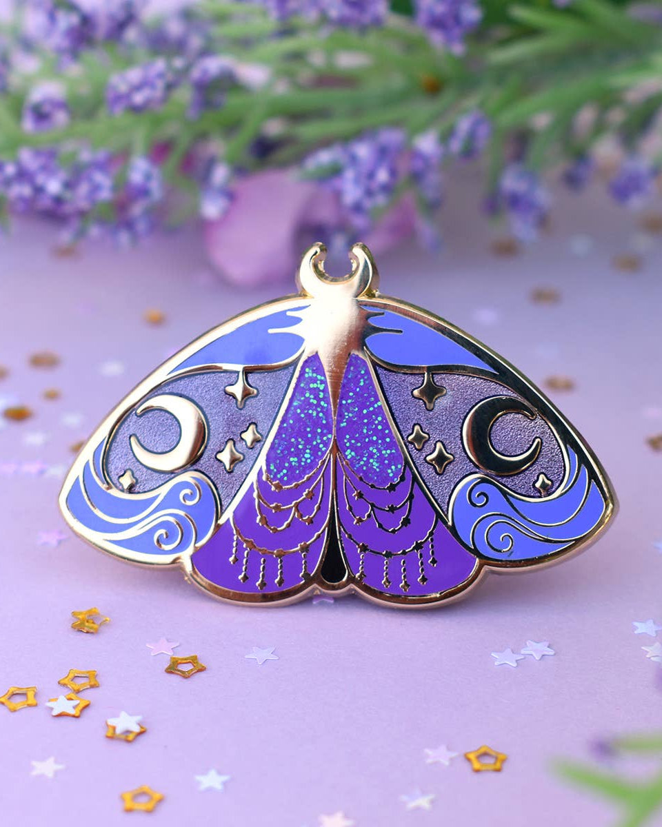 Nyx Greek Mythology Olympian Goddess Moth Enamel Pin