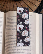Dark Academia White Floral Soft Matte Touch Bookmark - 2" x 6"