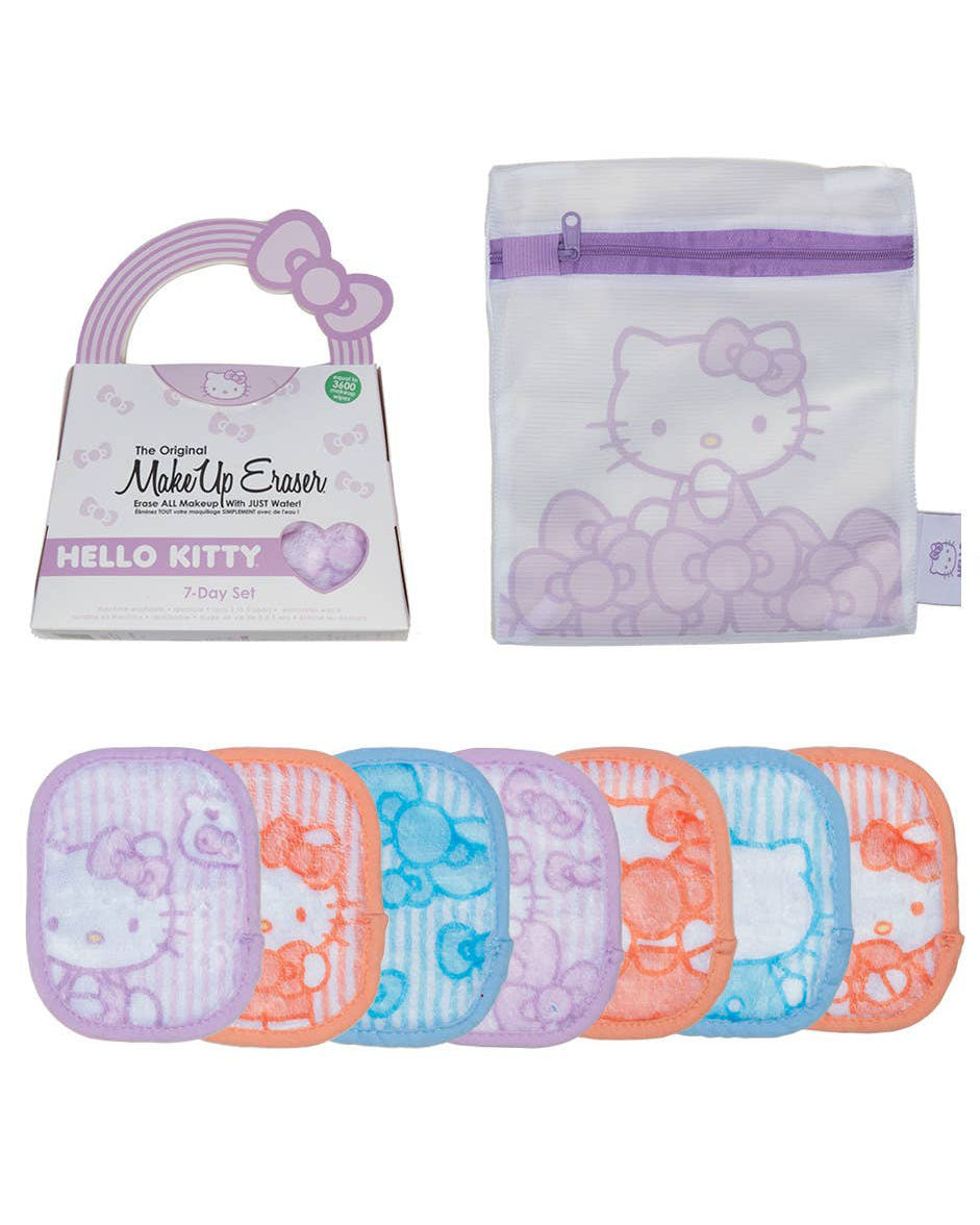 7 Day Pastel Hello Kitty Makeup Eraser Reusable Cloth Wipe Set