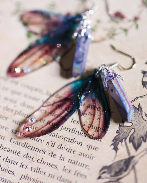 Nocturnal Fae Aura Quartz Handcrafted Earrings